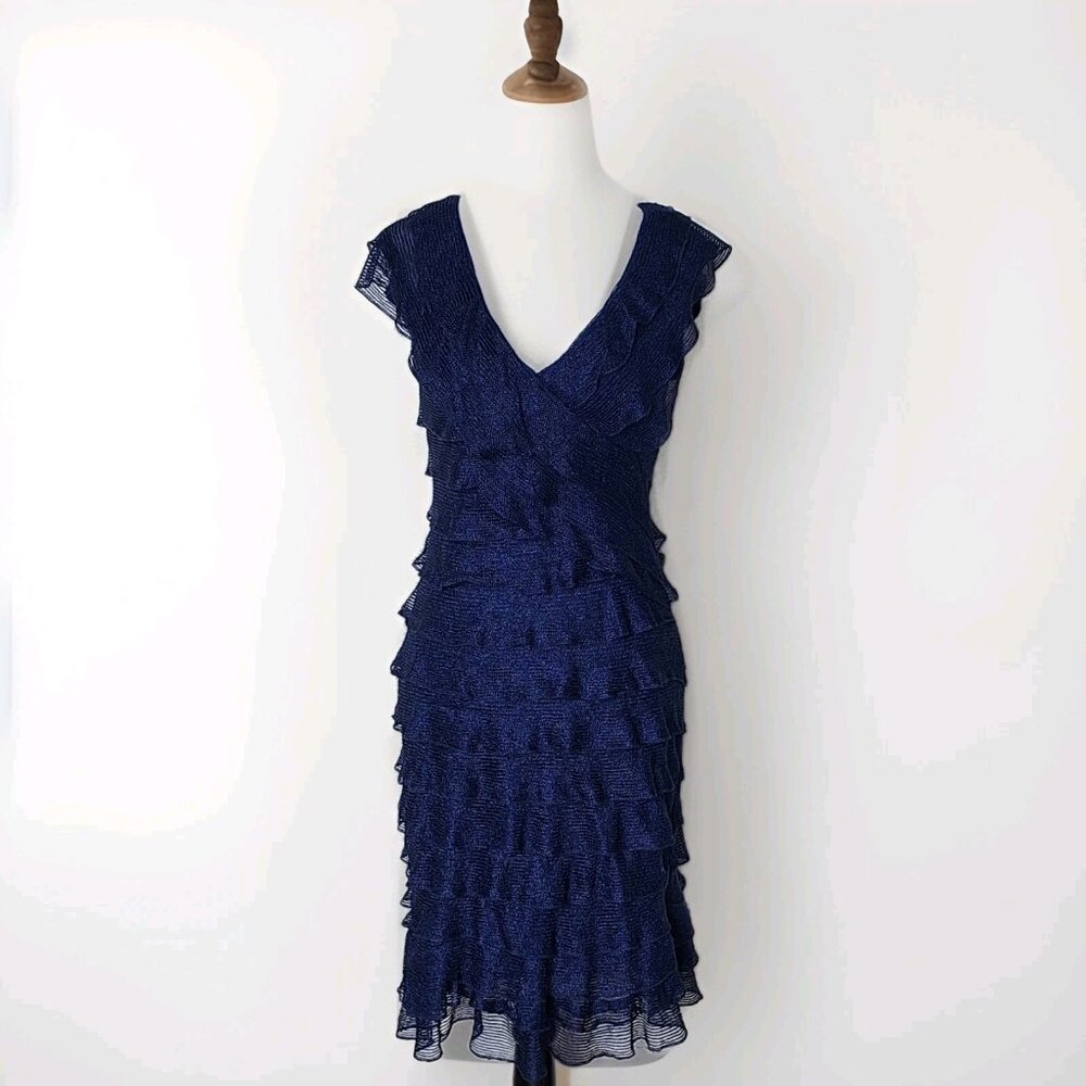 MAX STUDIO Navy Tiered dress SIZE MEDIUM